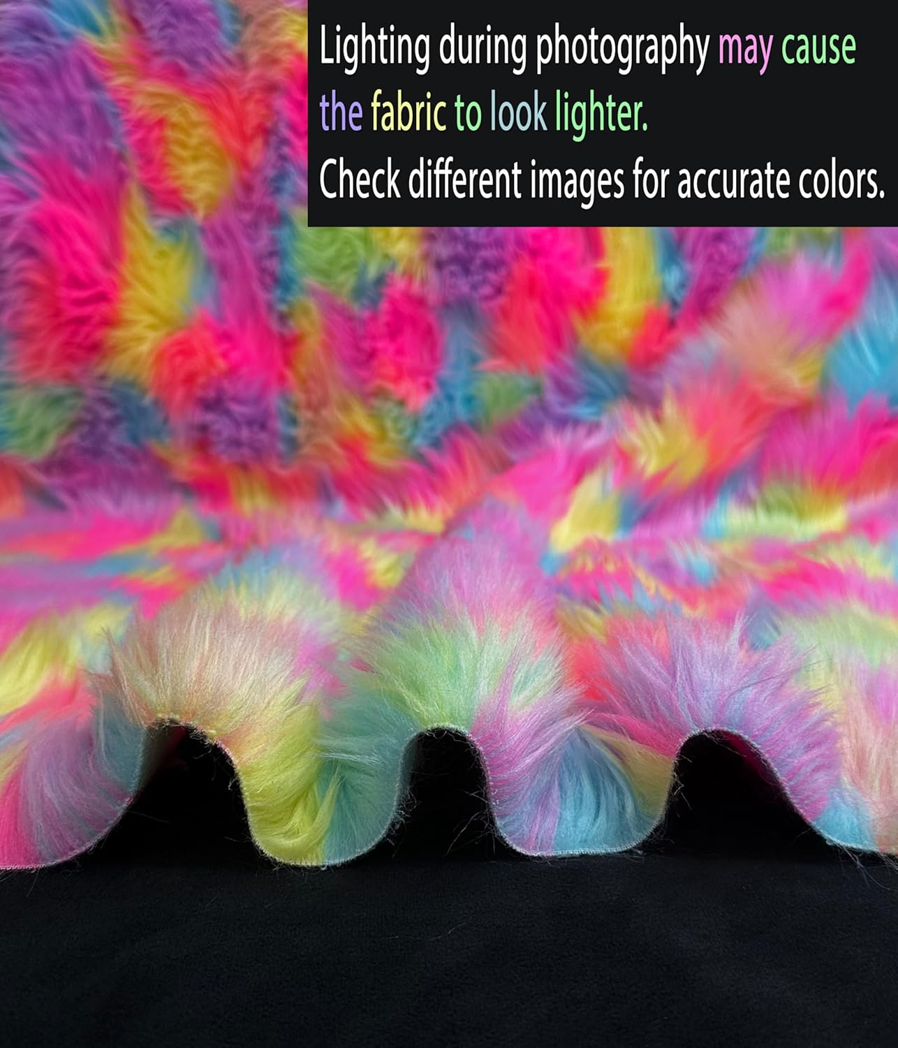 Faux Fur Shaggy 1" Long Pile Fabric 58" Wide Sold by Continuous Yard (Neon 5 Pastel Blend) Elegantly Soft & Plush Craft Fabric Supplies for DIY, Apparel, Costume, Fur Coats, Fur Suits