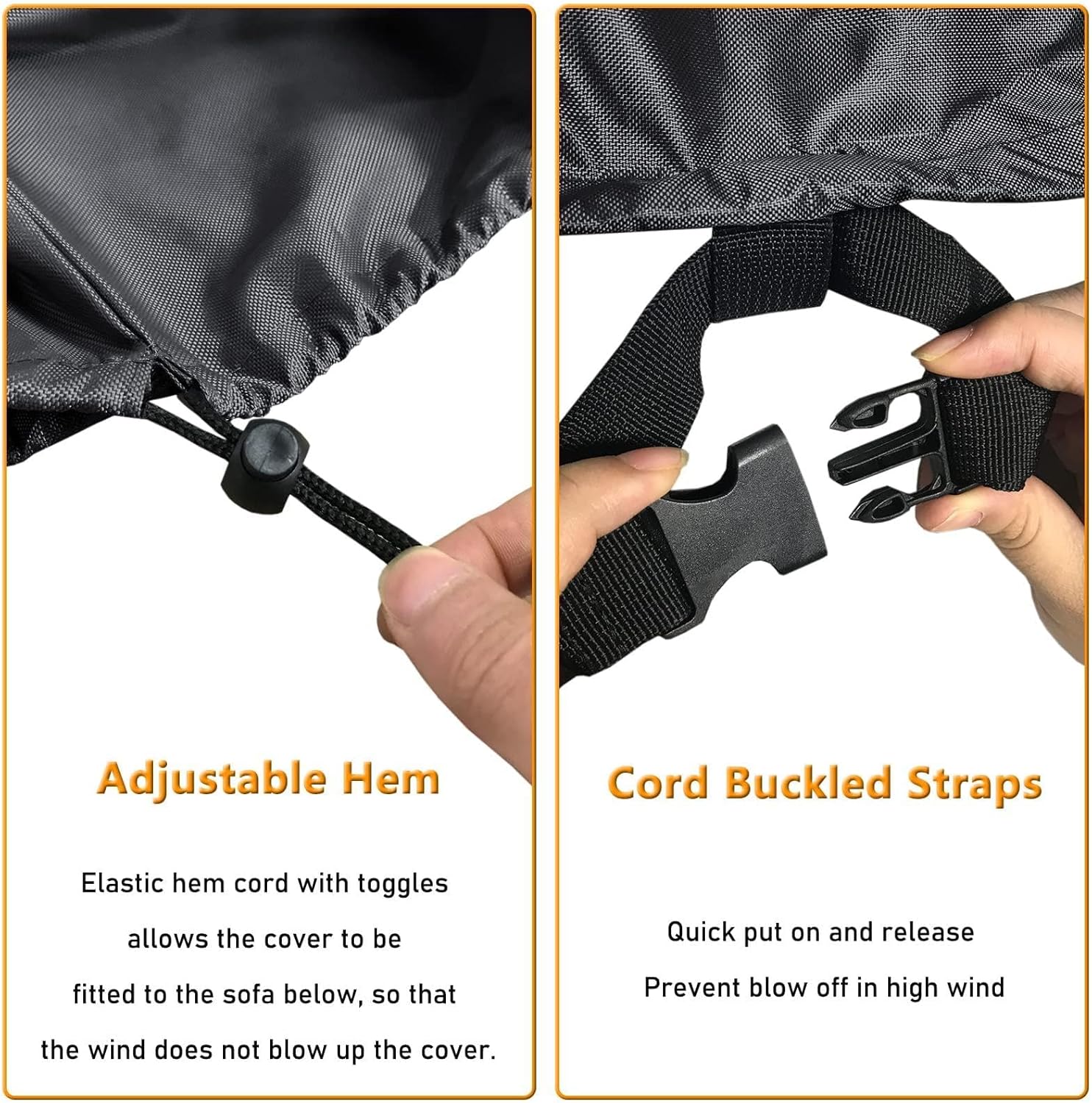 Patio Furniture Covers 106"Lx41"Wx30"H Outdoor Table Covers, Outdoor Sectional Sofa Set, Waterproof Windproof Anti-UV Tear-Resistant Durable Patio Protective Cover for Couch, Bench, Black