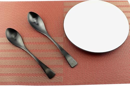 Miniatura 5 de Juego de cubiertos de 24 piezas, extra gruesos y resistentes, juegos de cubiertos de acero inoxidable 1810, acabado negro mate alto para 4, uso para