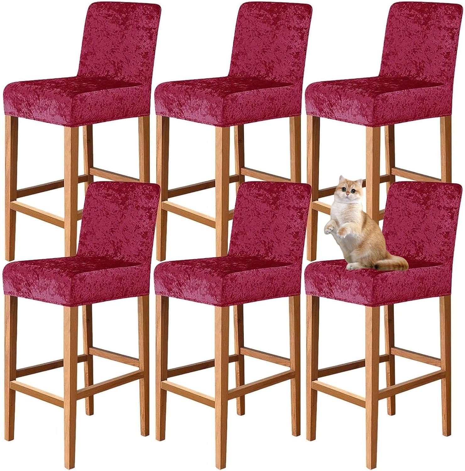 背もたれ付きスツール ベルベット布張りバースツール、朝食カウンター用バーチェア バースツール ソフトホーム家具 (サイズ:シート高さ バースツール 、キッチンアイランドカウンターチェア、背もたれ付き朝食用バースツール、ベルベットシート（ブルー 高さ75cm ... ベルベットバースツールカバー、背もたれ付きバースツールスリップカバー2枚セット、バースツール高さ椅子カバー、カウンター、ダイニングル