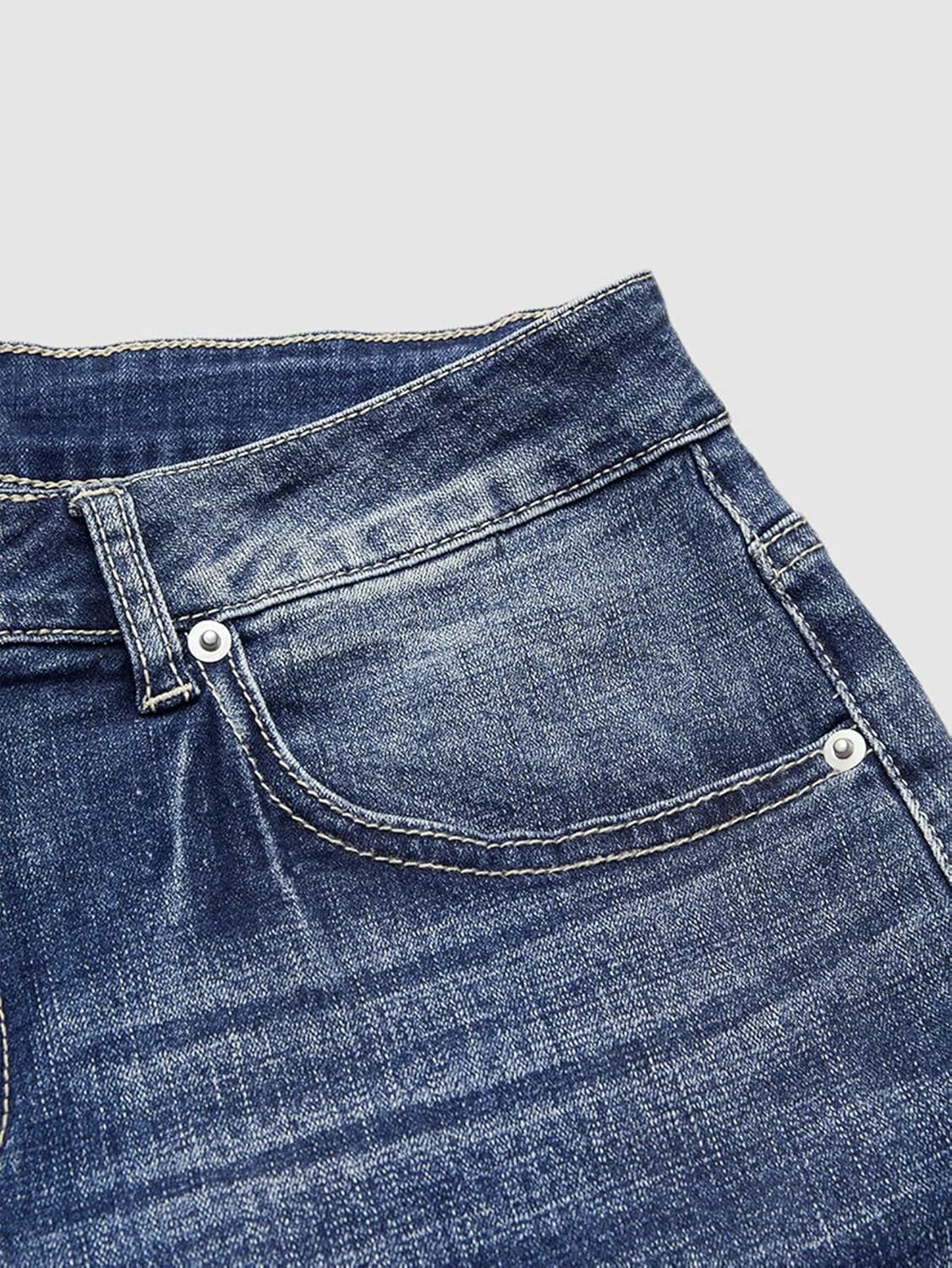 Flamingals Straight Leg Boyfriend Jeans for Women Trendy Mid Rise Wash Stretchy Casual Baggy Jeans - Image 4