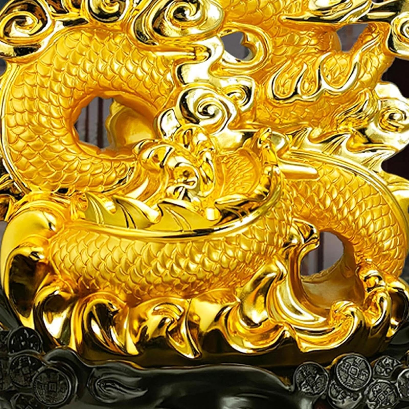 Estatuas, Estatua de dragón 17,7" Alto, Figura del zodíaco Chino Feng Shui(B)