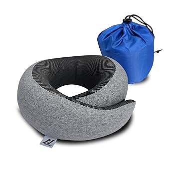 nexlev Travel Neck Pillow | Orthopedic Premium Memory Foam | for Airplane, Car, Train, Office use & Cervical Pain | Machine Washable | 360 Support | Carry Pouch for Storage | NP-07 - image, photos
