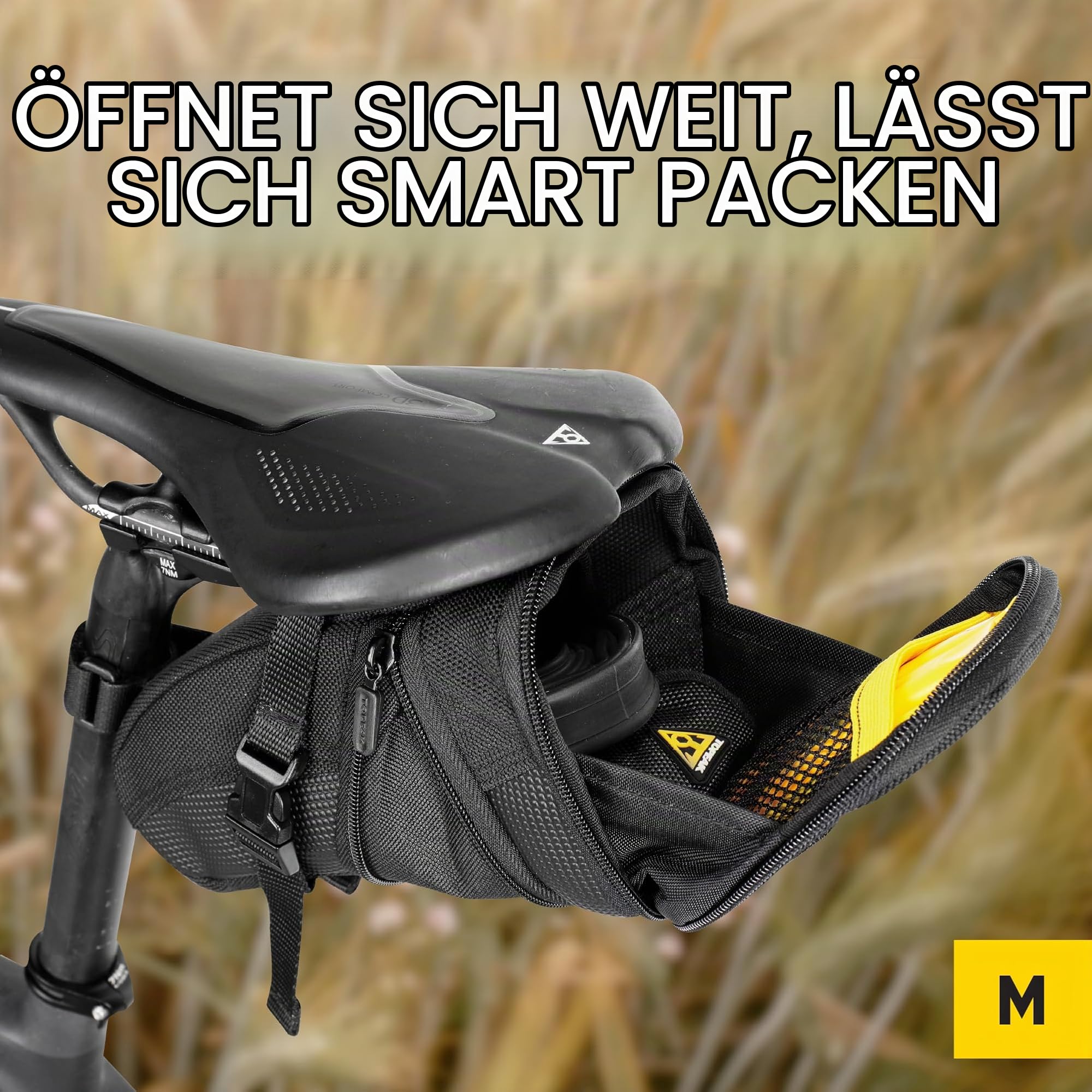 Topeak Satteltasche Mit Befestigungsriemen Aero Wedge Pack, Black, 20 x 11 x 12 cm, 1.31 Liter, TC2261B Sport & Freizeit