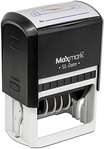 Miniatura 2 de MaxMark Sello de oficina de goma autoentintado grande con frase y fecha de pago - Tinta roja, banda de 12 años - Estilo 3