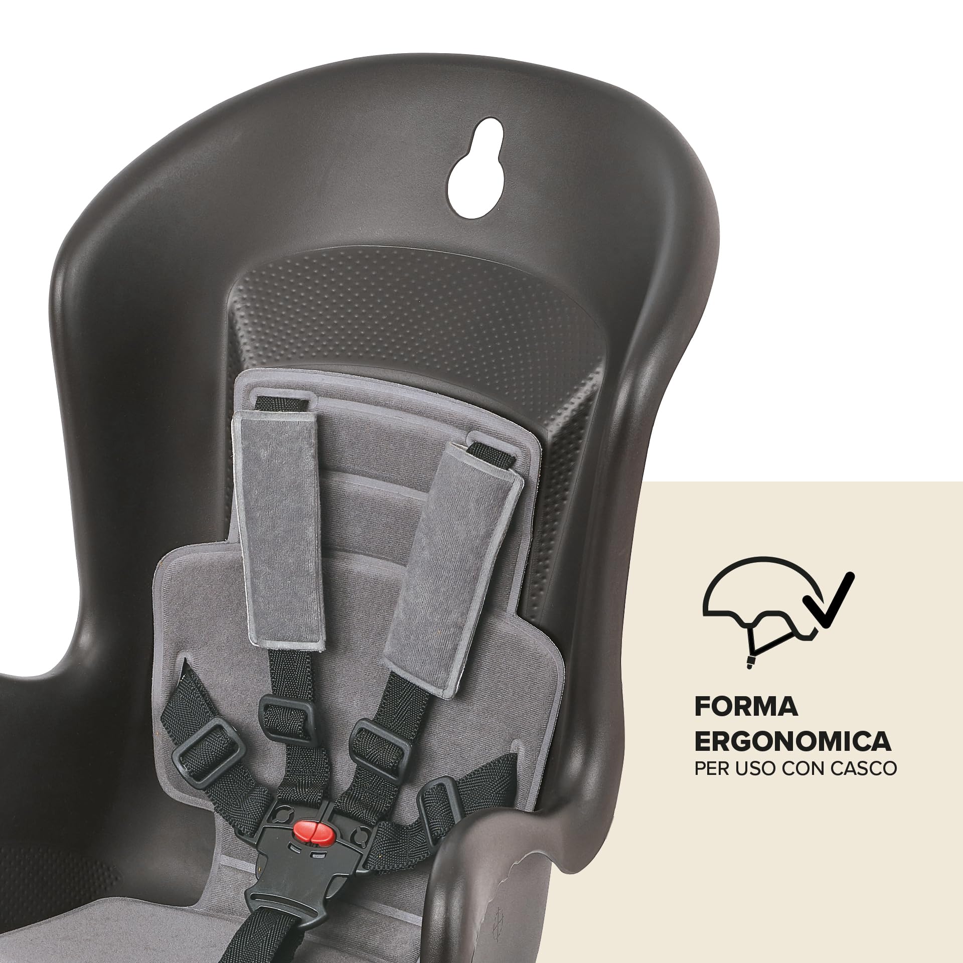 Polisport 8632200029 Bilby CFS AMZ Seggiolino Posteriore Bambini, 9 Mesi–6 Anni, Cintura Imbottita 5 Punti, Poggiapiedi Regolabili, Compatibile Con Portapacchi, Nero/Grigio Scuro