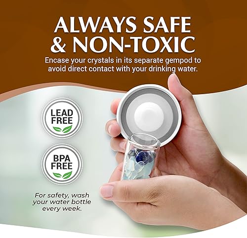 Miniatura 4 de Botella de agua de cristal Almeara con lapislázuli auténtico, piedras de ópalo y aguamarina, gemas extraíbles, infusor de té de hojas sueltas -