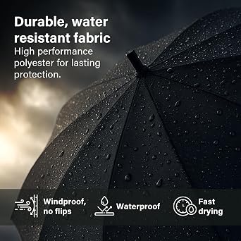 Vivo Technologies Unisex Windproof Travel Umbrella, 103cm Canopy, Durable Polyester, Waterproof & Reinforced, Comfortable Handle, Fast-Drying, Protective Carry Sleeve – Large Coverage for Two