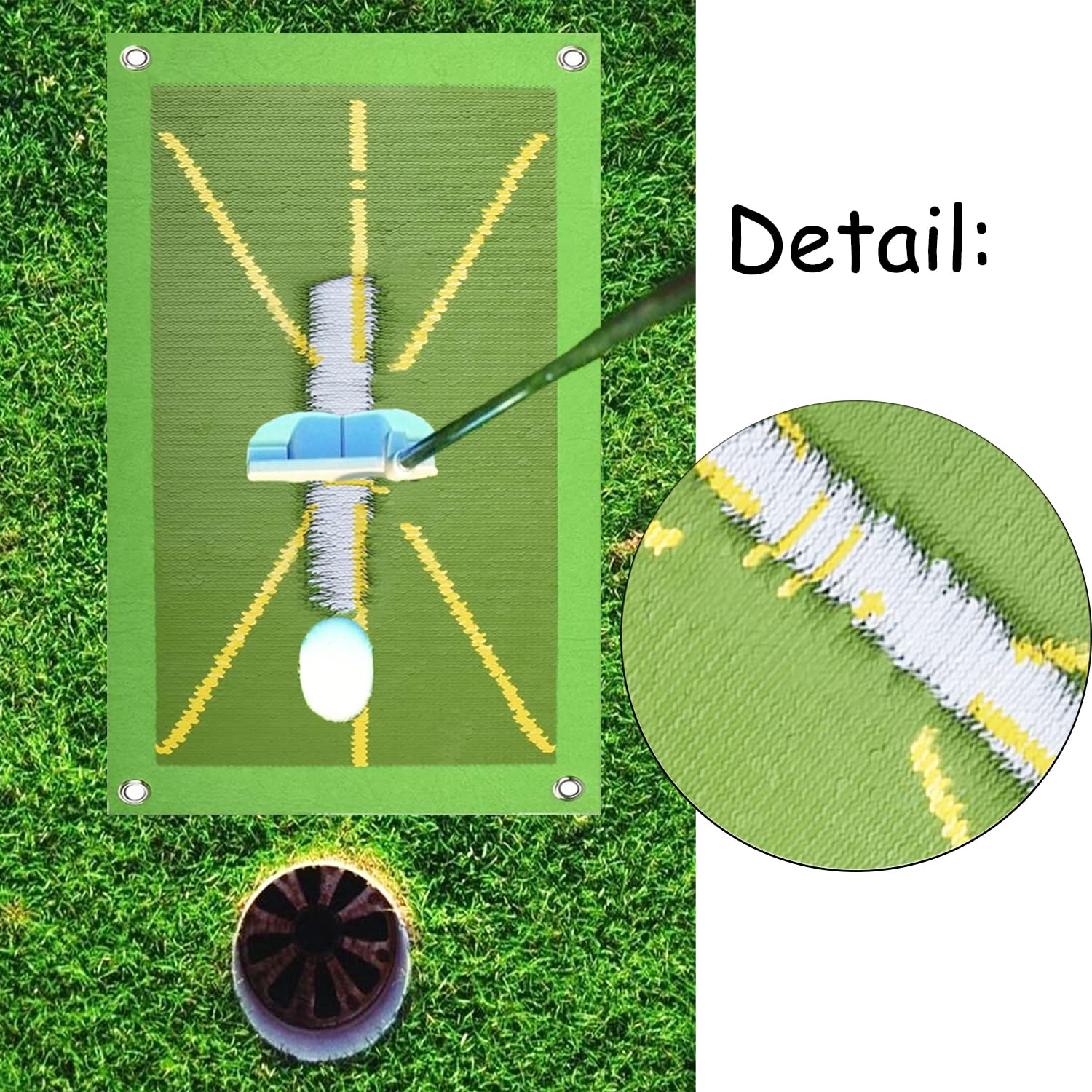 Alfombrilla de Golf Portátil, Alfombrilla de Entrenamiento de Golf para Detección de Swing Batting, Tapete de Golpe de Golf para El Análisis de Detección de La Ruta de Oscilación, 50 * 25cm