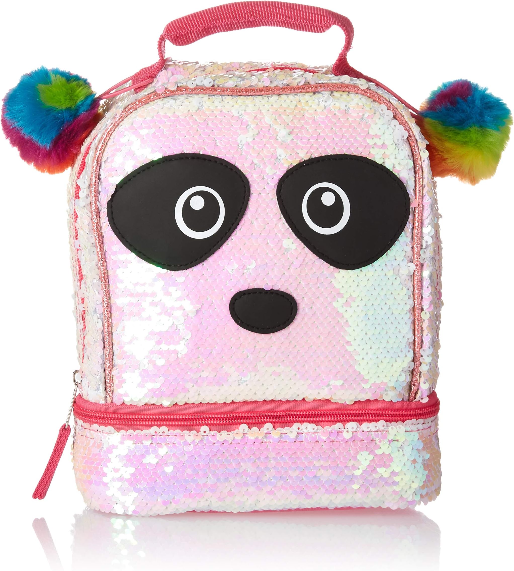 Magic Sequin 2 Way Panda Critter Rainbow Pom Lunch Box, Multi