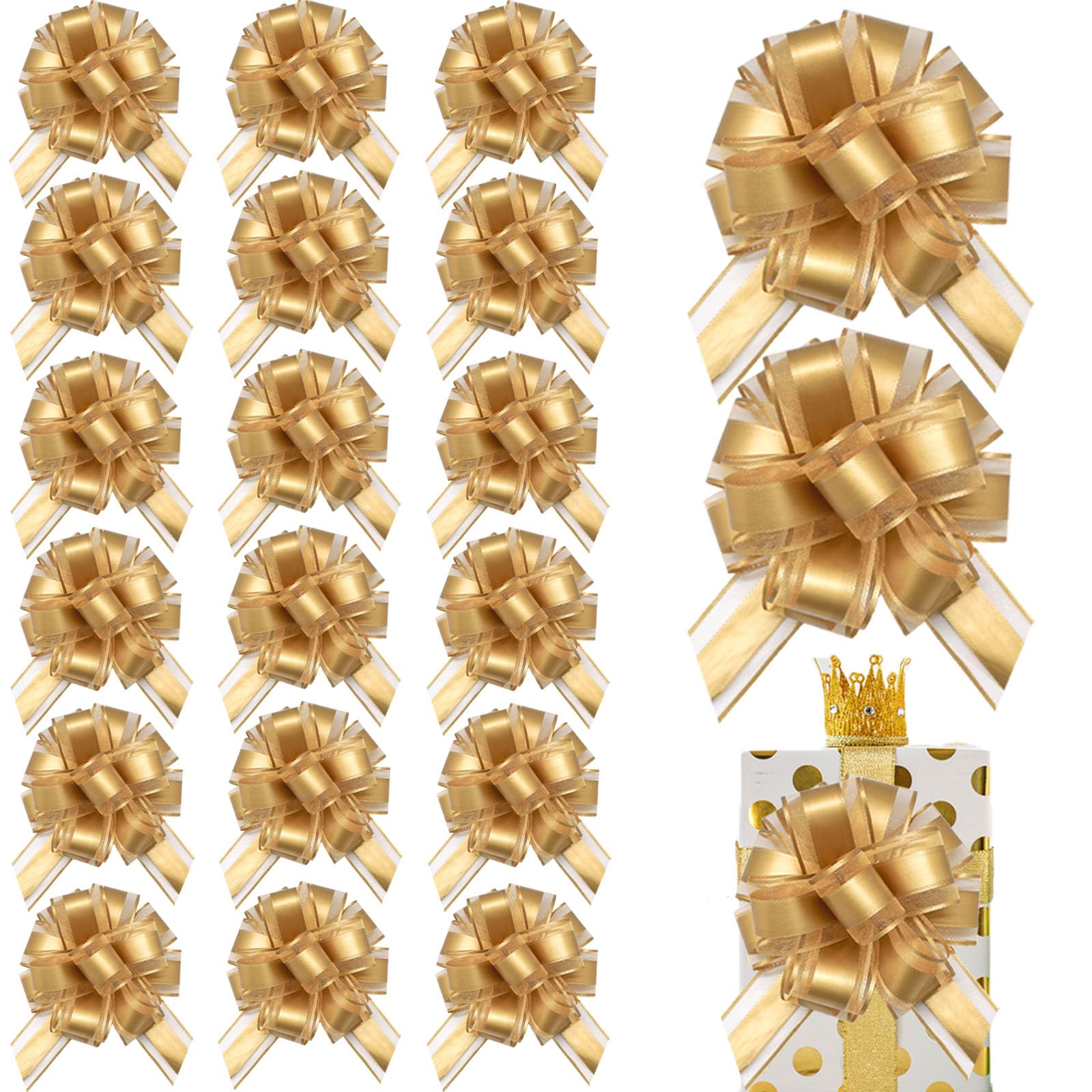 OZXCHIXU 20pcs Pull Bows Gift Wrapping Ribbon for Birthday Christmas Wedding Gift Boxes Baskets Valentine‘s Day Wrap Accessory for Gift Present