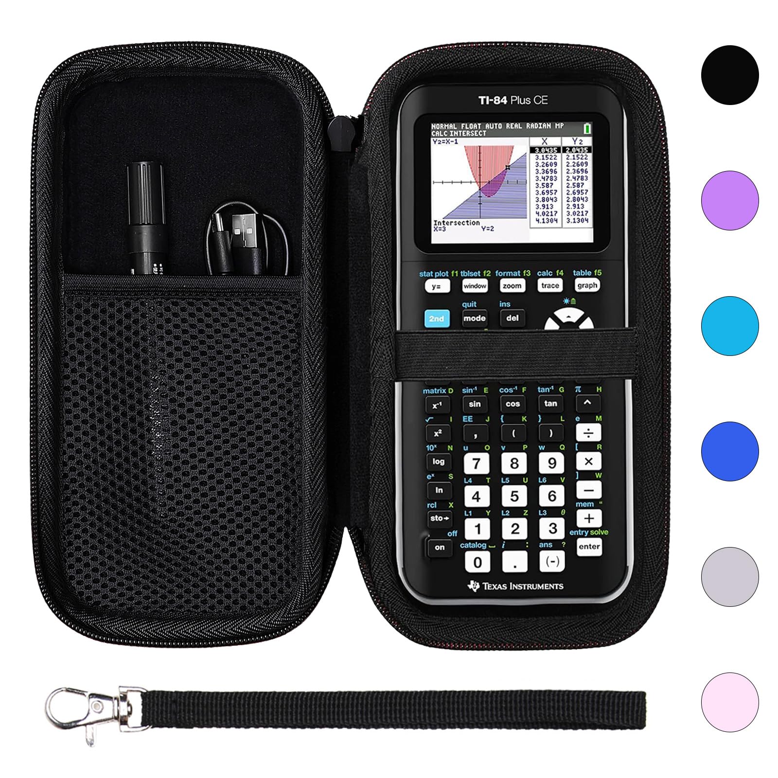 Calculator Case Compatible with Texas Instruments TI-84 Plus CE/TI-84 Plus/TI-Nspire CX II CAS/TI-Nspire CX II/TI-83 Plus/TI-89 Titanium/TI-85 / TI-86 Color Graphing Calculator by XANAD(Black)