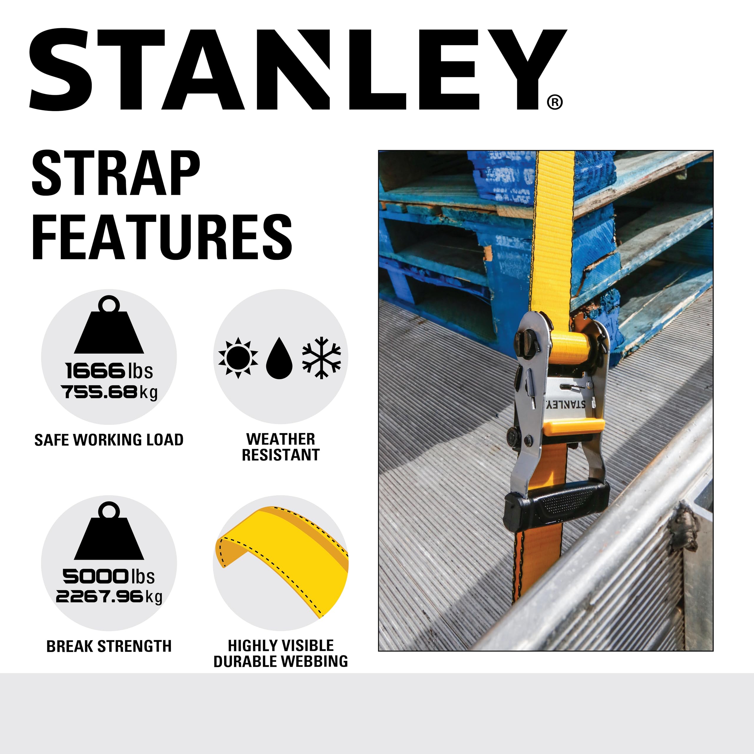STANLEY Ratchet Straps - 5000 lb Capacity -5 STANLEY Ratchet Straps - 5000 lb Capacity -5