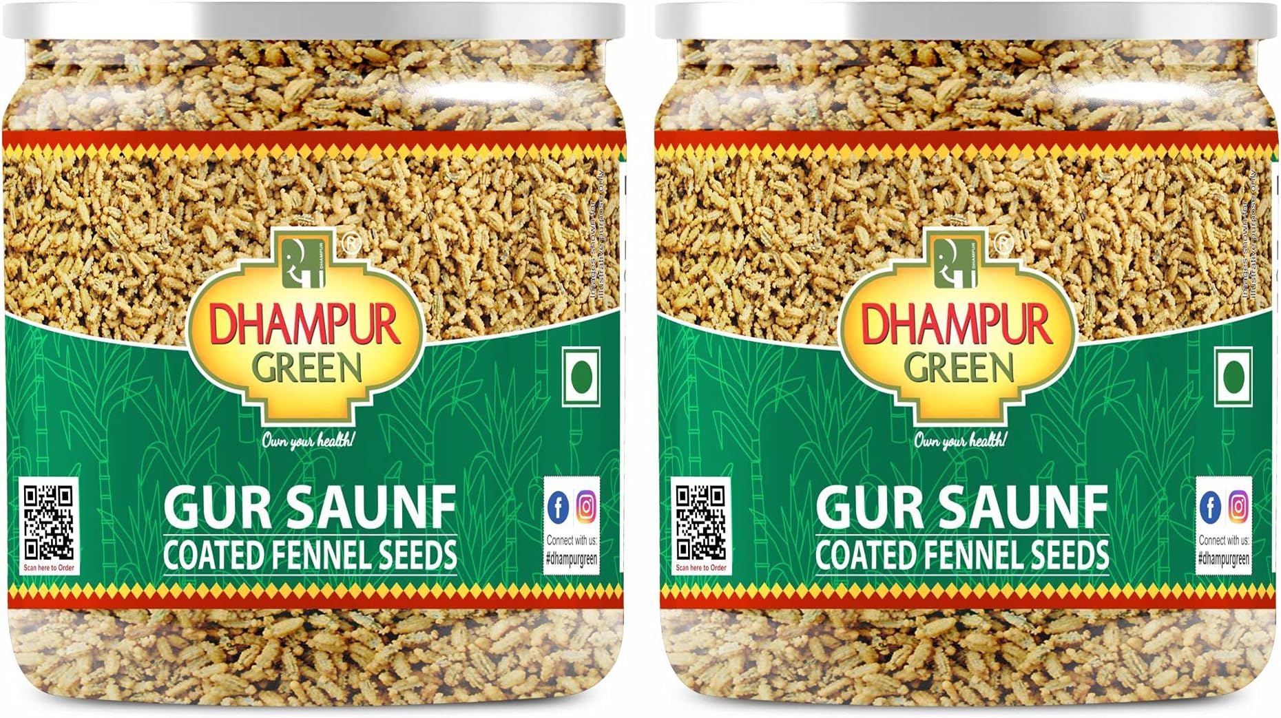 Dhampurgreen Gur Saunf, 150g | Mouth Freshener | Mukhwas Gur Saunf | Jaggery Coated Fennel Seeds | After Meal Snack | Sompu
