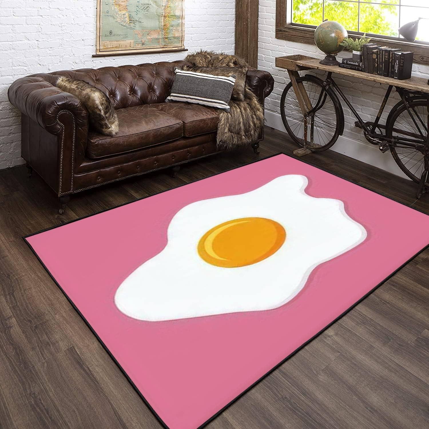 Tapis oeufs imprimé 3d antistatique facile à nettoyer pour chambre et salon cosy