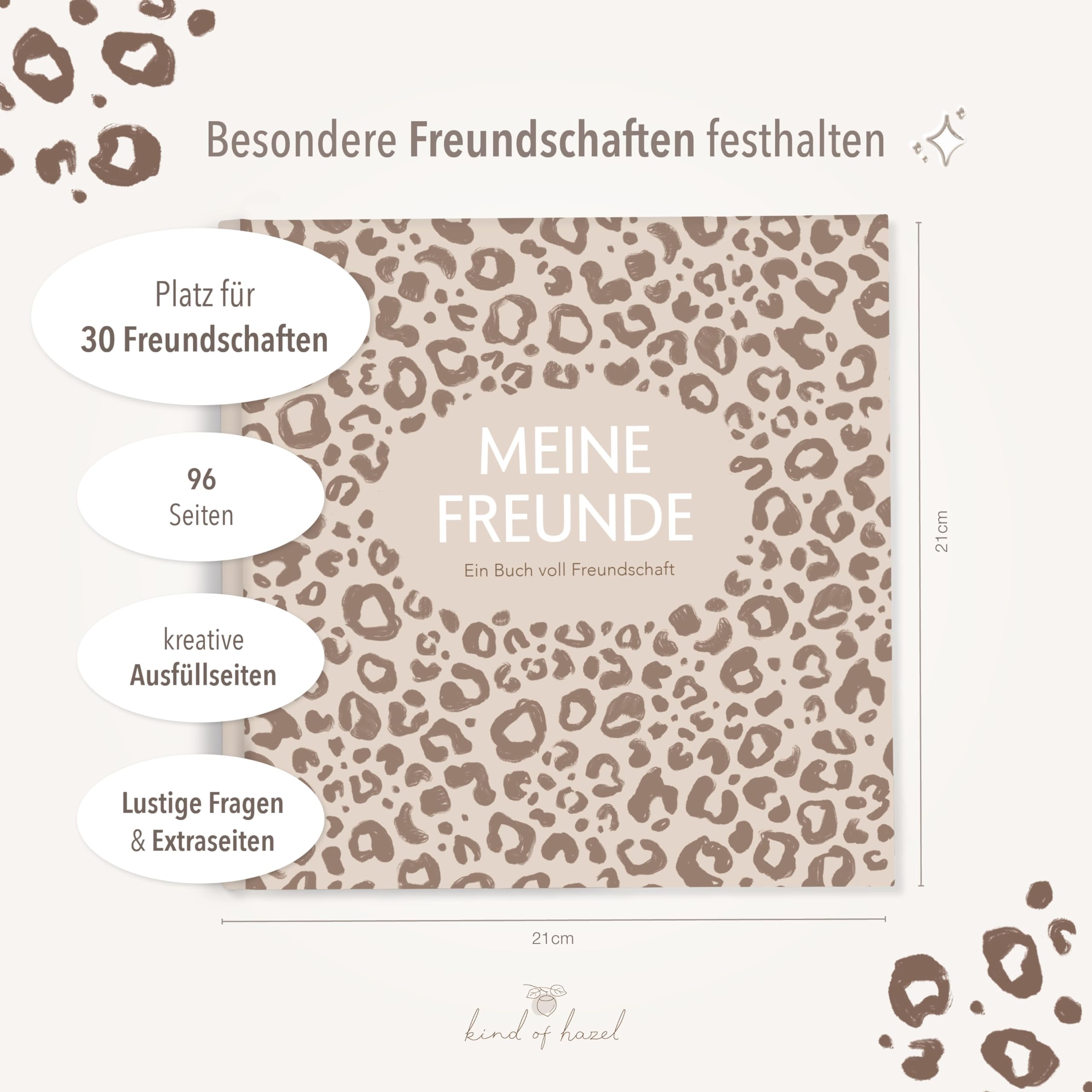KIND OF HAZEL Freundebuch für Erwachsene – Poesiealbum zum Ausfüllen für beste Freundin, Kollegin, Abschied, Geburtstag – Gästebuch, Bucket List, Erinnerungsbuch – Leo Muster