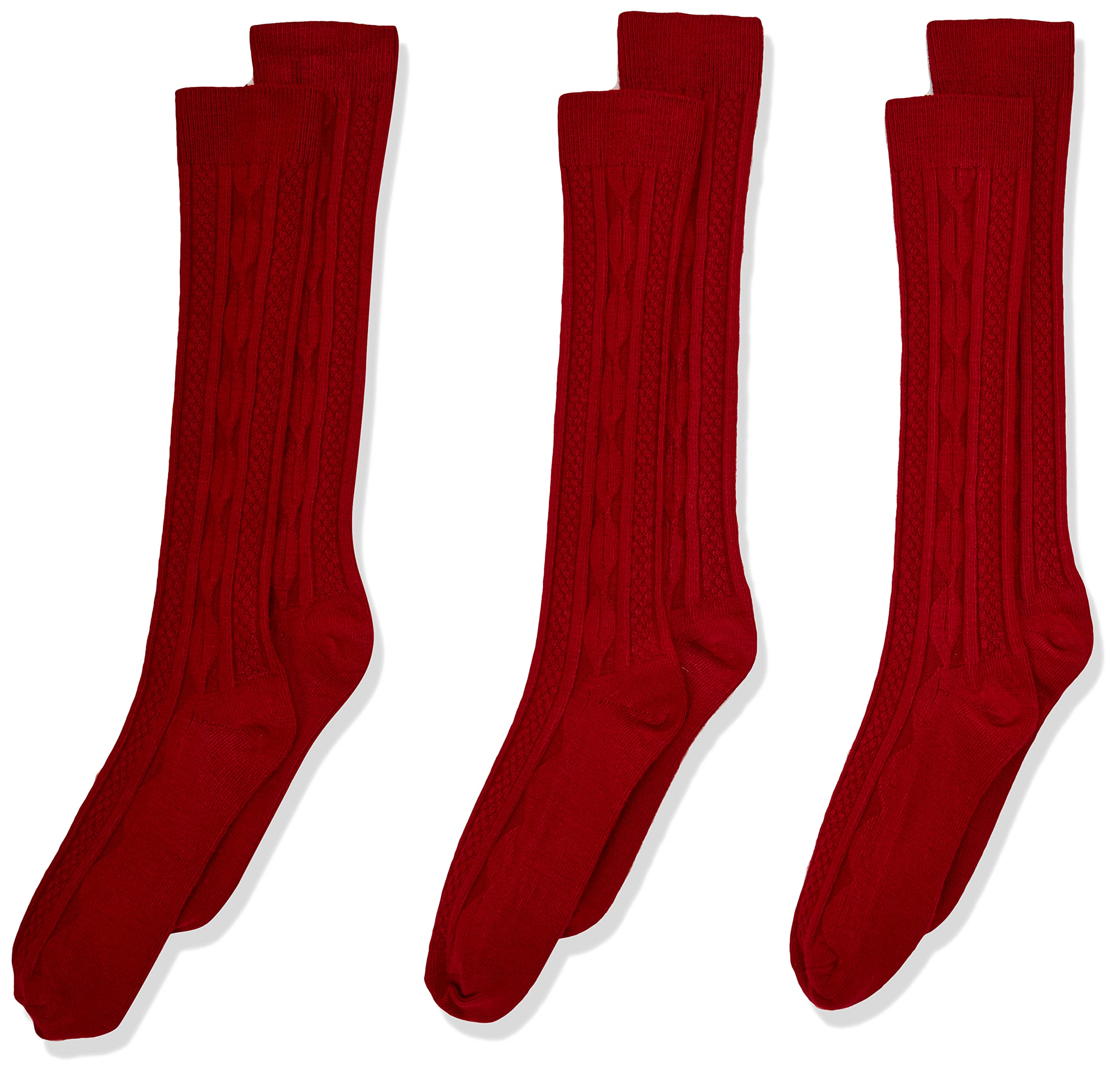 Jefferies Socks Girls 7-16 School Uniform Acrylic Cable Knee High 3 Pair Pack