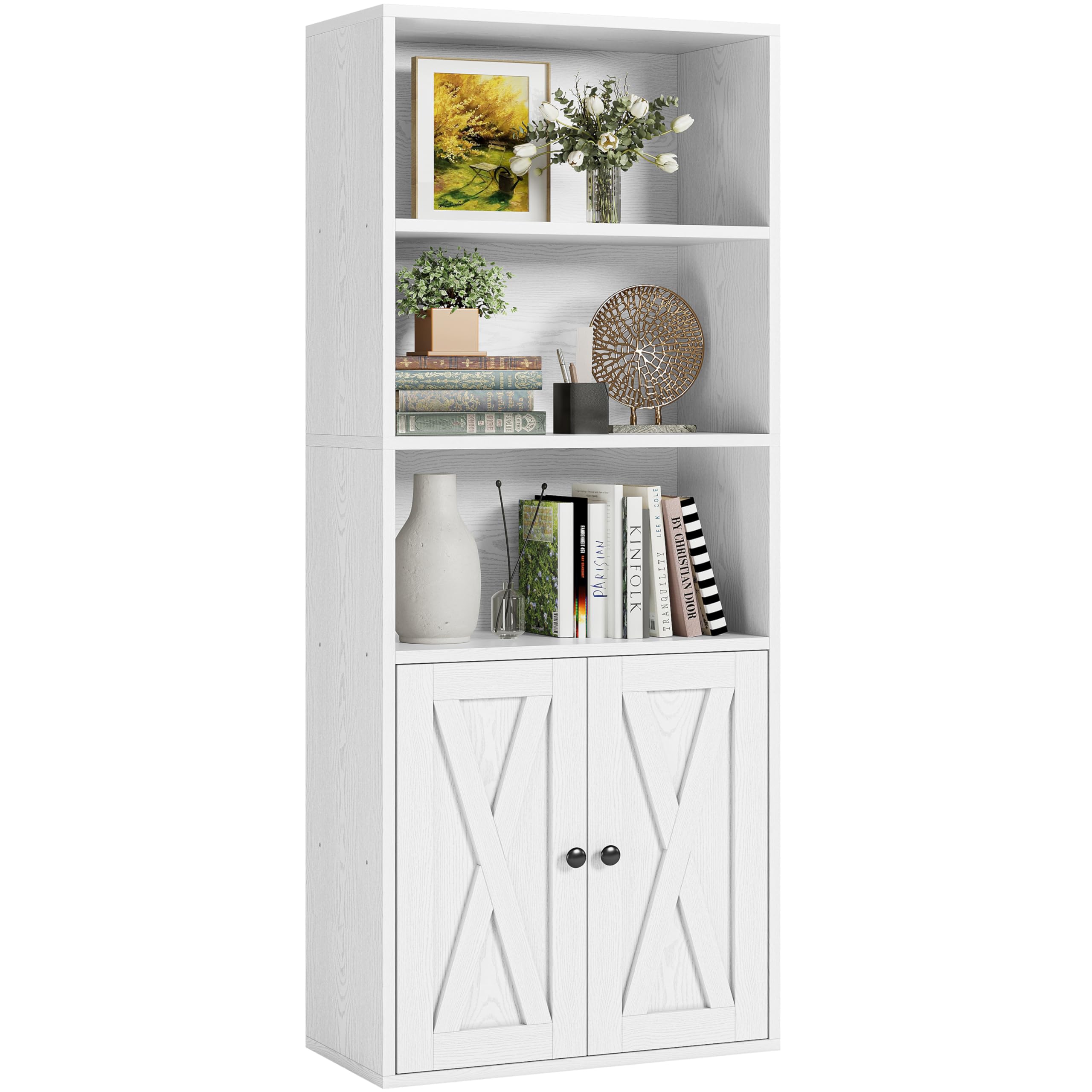 IRONCK Libreria Industriale Con Ante, 5 Ripiani, Profondità 30 Cm