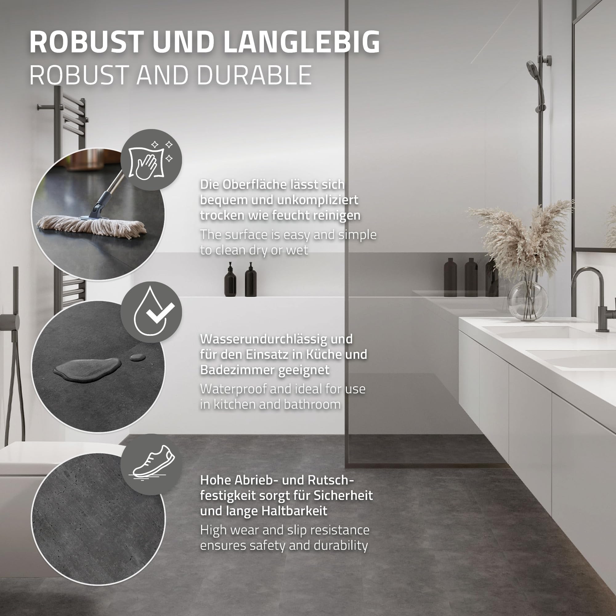 ML-Design Suelo Vinilico con Sistema de Encaje Click PVC, 20 Losetas de Vinilo, Baldosas Aspecto de Cemento Gris Oscuro, Parquet Antideslizante, Impermeable, 61 cm x 30,5 cm, Grosor de 4,2 mm, 3,72 m²