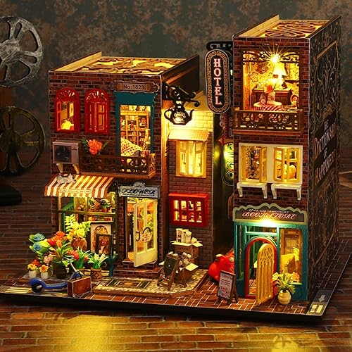 Miniatura 2 de DIY Book Nook Kit - DIY Miniature Dolls House Kit with Furniture and LED Light, 3D Puzzle Wooden Art Bookends, Model Kits for Adults to Build