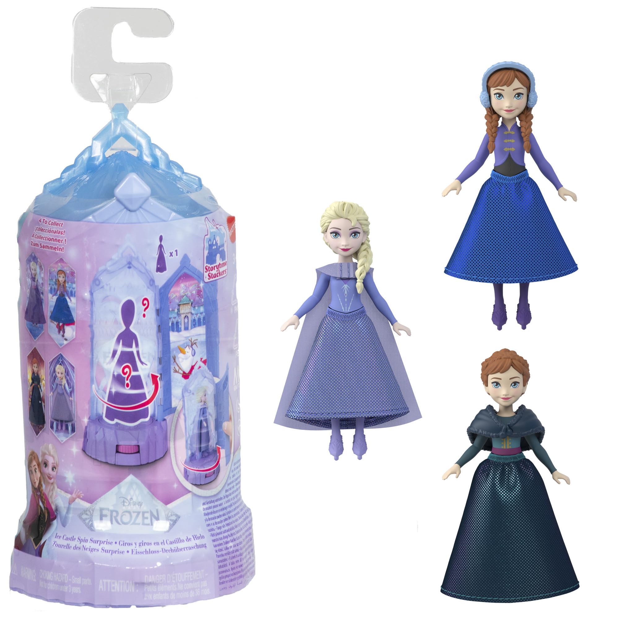 Mattel Disney Frozen Small Surprise Dolls and Miniature Castle Playsets, Ice Castle Spinning Surprise from the Movies (Styles May Vary) JCR90