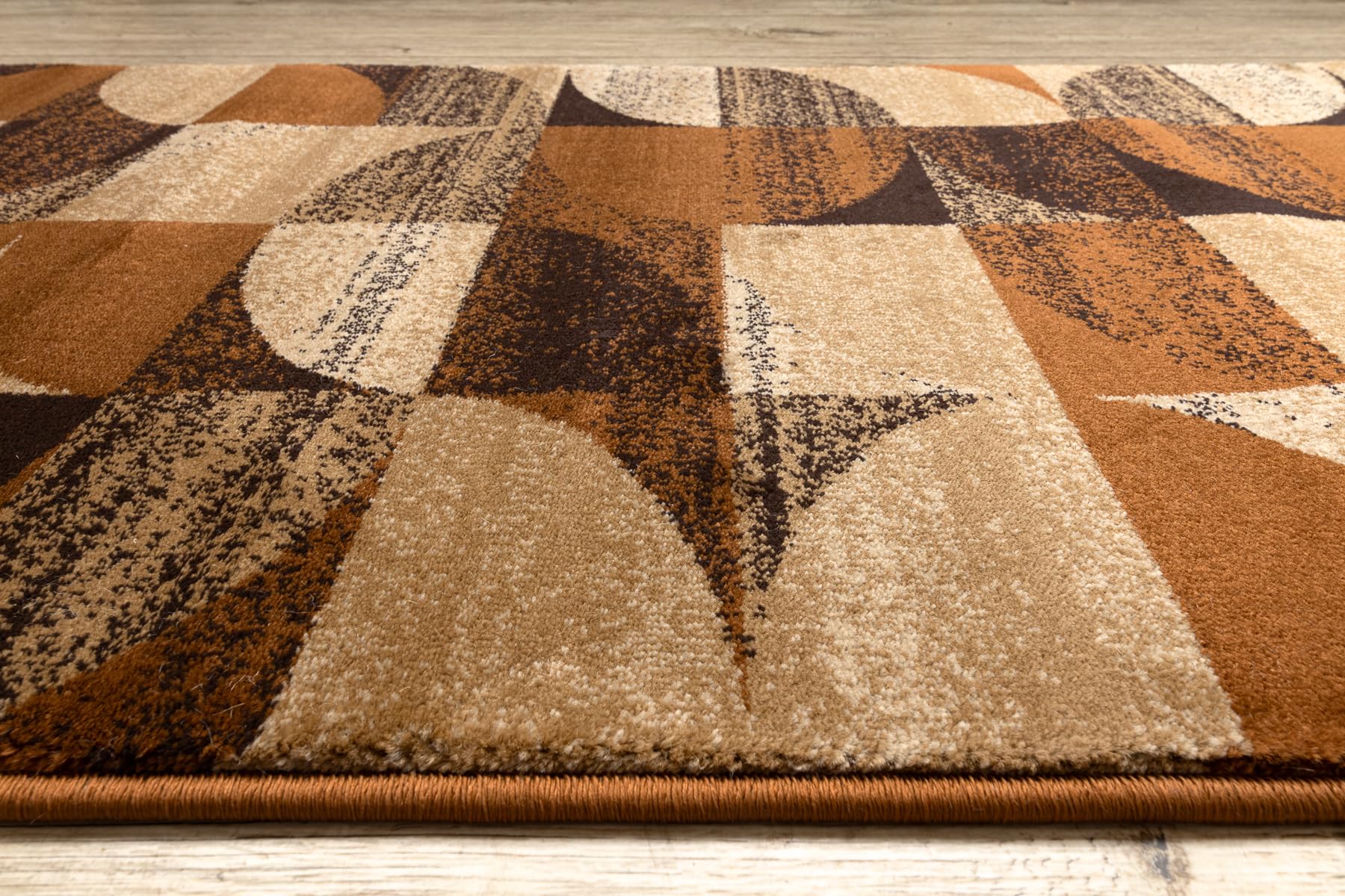 Chodnik ROYAL H387 GEOMETRYCZNY brązowy/musztardowy 100 cm 100 x 520 cm brązowy