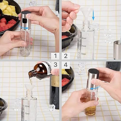 Miniatura 7 de Pulverizador de aceite para cocinar, pulverizador de aceite de oliva de 3.4 fl oz para freidoras de aire, botella de spray de aceite, dispensador de