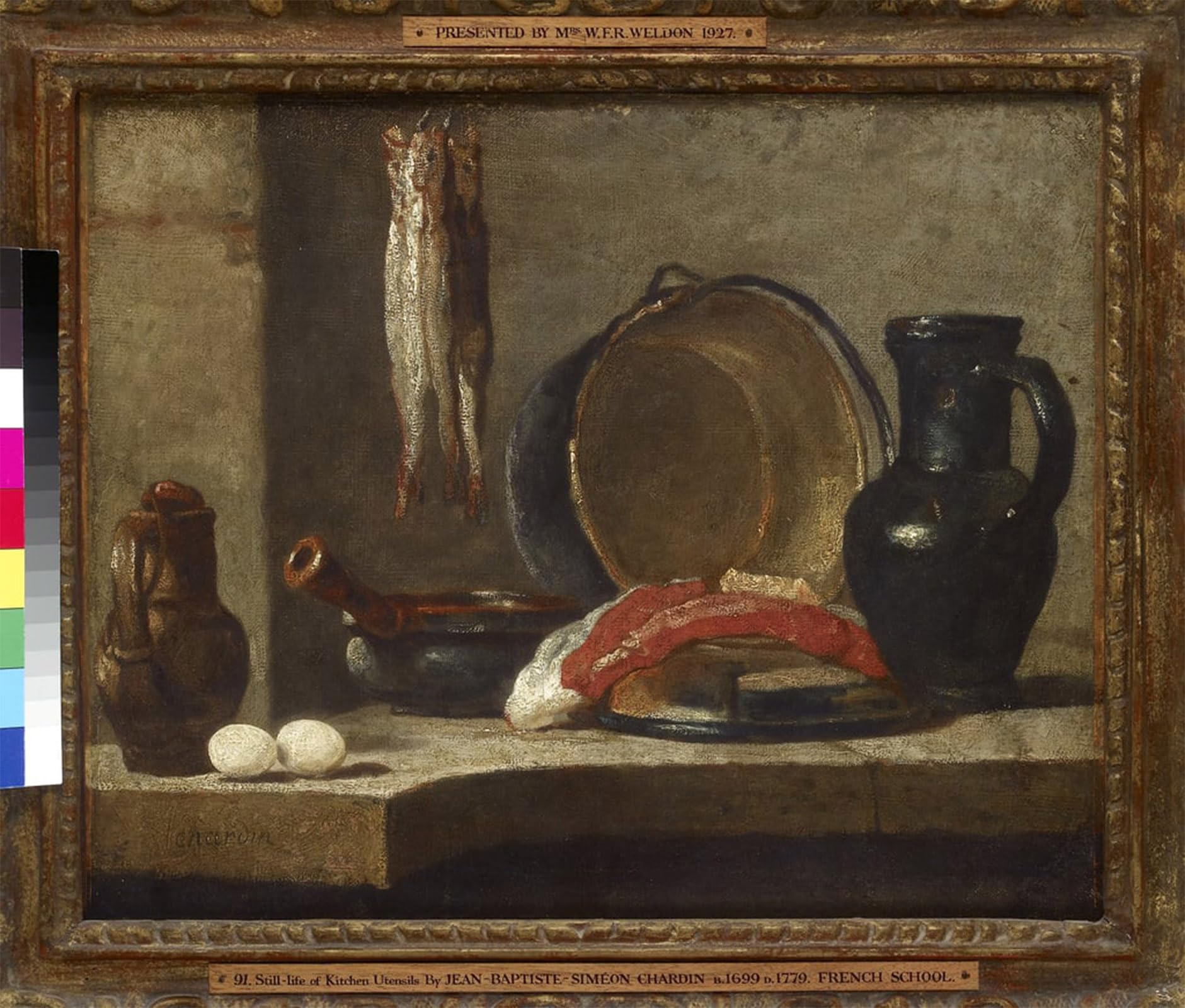 Artxlxxbn No Frame Famous Painting Canvas Artwork Graffiti Print Still Life Of Kitchen Sils By Jean Baptiste Simeon Chardin Portrait Canvas Image For Home Decor 60X90cm