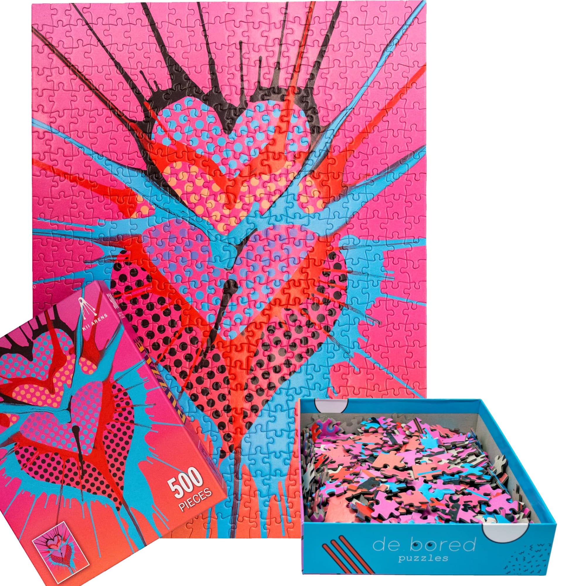 Trish 　  blomst 3枚セット Amazon.com: KESS de.Bored Triple Hearts Puzzles, Frame Worthy