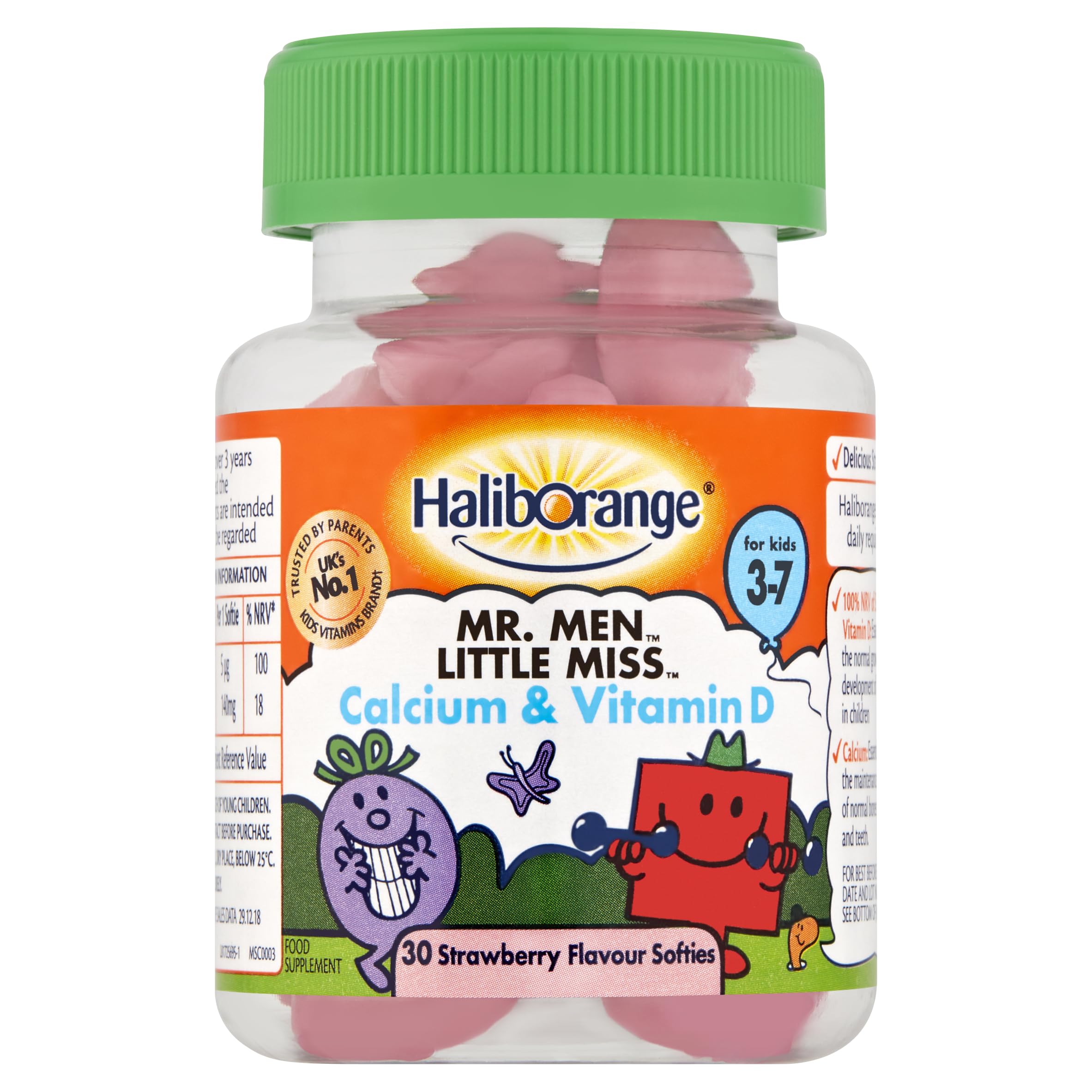 Haliborange Kids Mr. Men Little Miss Calcium and Vitamin D Strawberry softies 30