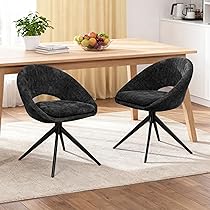 BonVache Set di 2 sedie da pranzo girevoli a 360°, per sala da pranzo con gambe in metallo, seduta imbottita, per cucina, soggiorno, ufficio, camera da letto, colore nero