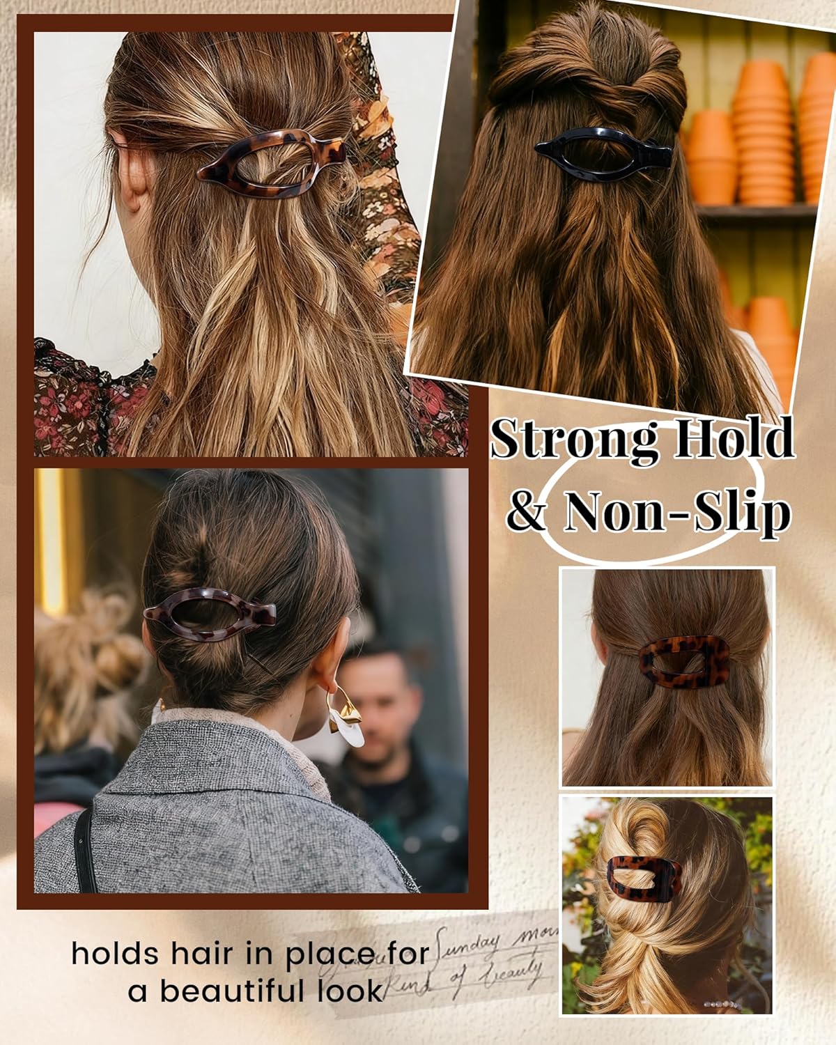 ACECHA 6 Pack Flat Hair Claw Clips for Women Thick & Thin Hair, Large Nonslip Hair Grip Hairclips Accessories Suitable for Driving Lying Down (Leopard) - Image 4