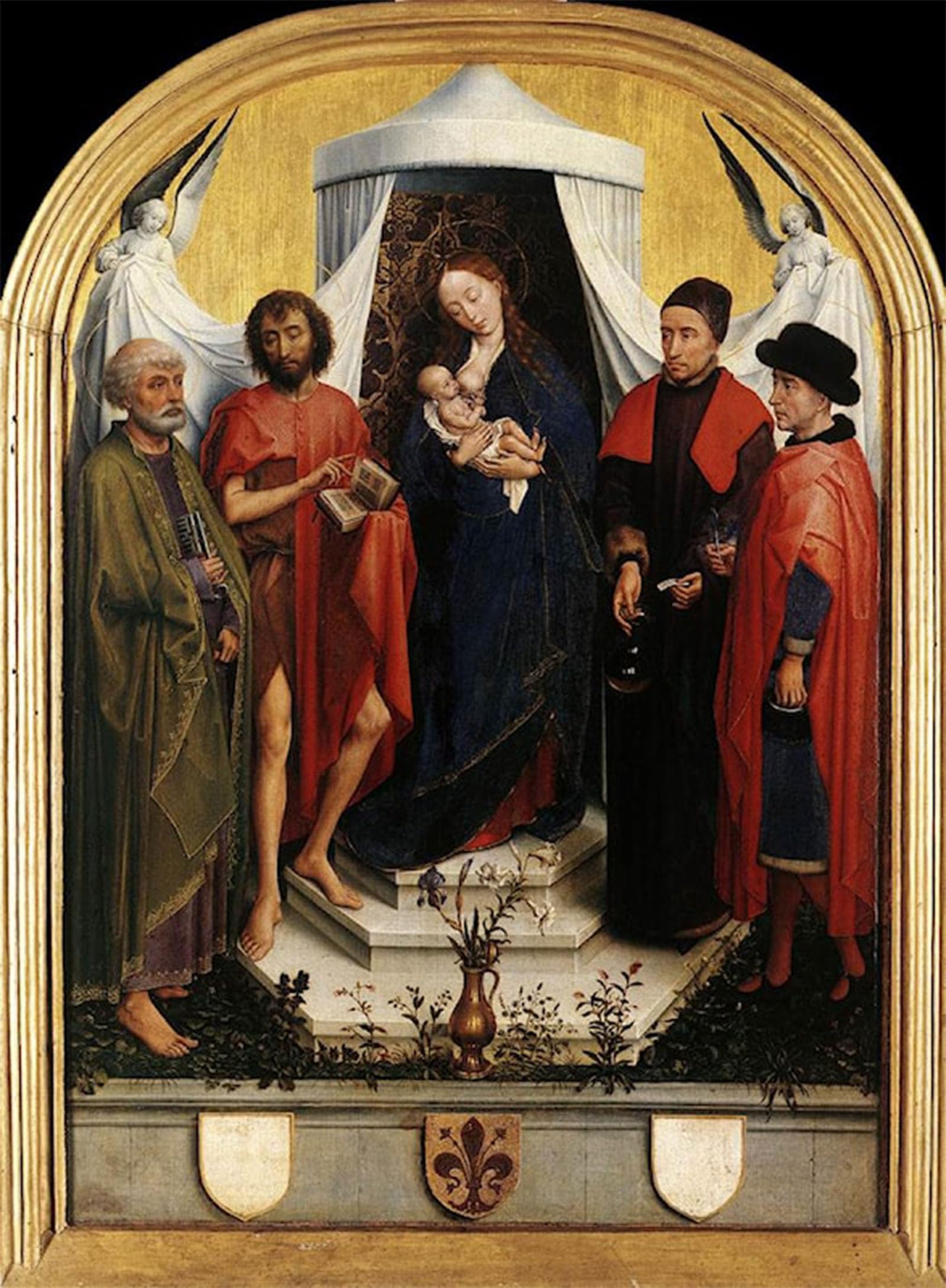 SERENDIPITP Retro Picture Poster Wall Art Pictures Painting Virgin with the Child and Four Saints by Rogier Van Der Weyden Wall Art Canvas Print for Wall Decor 60x90cm