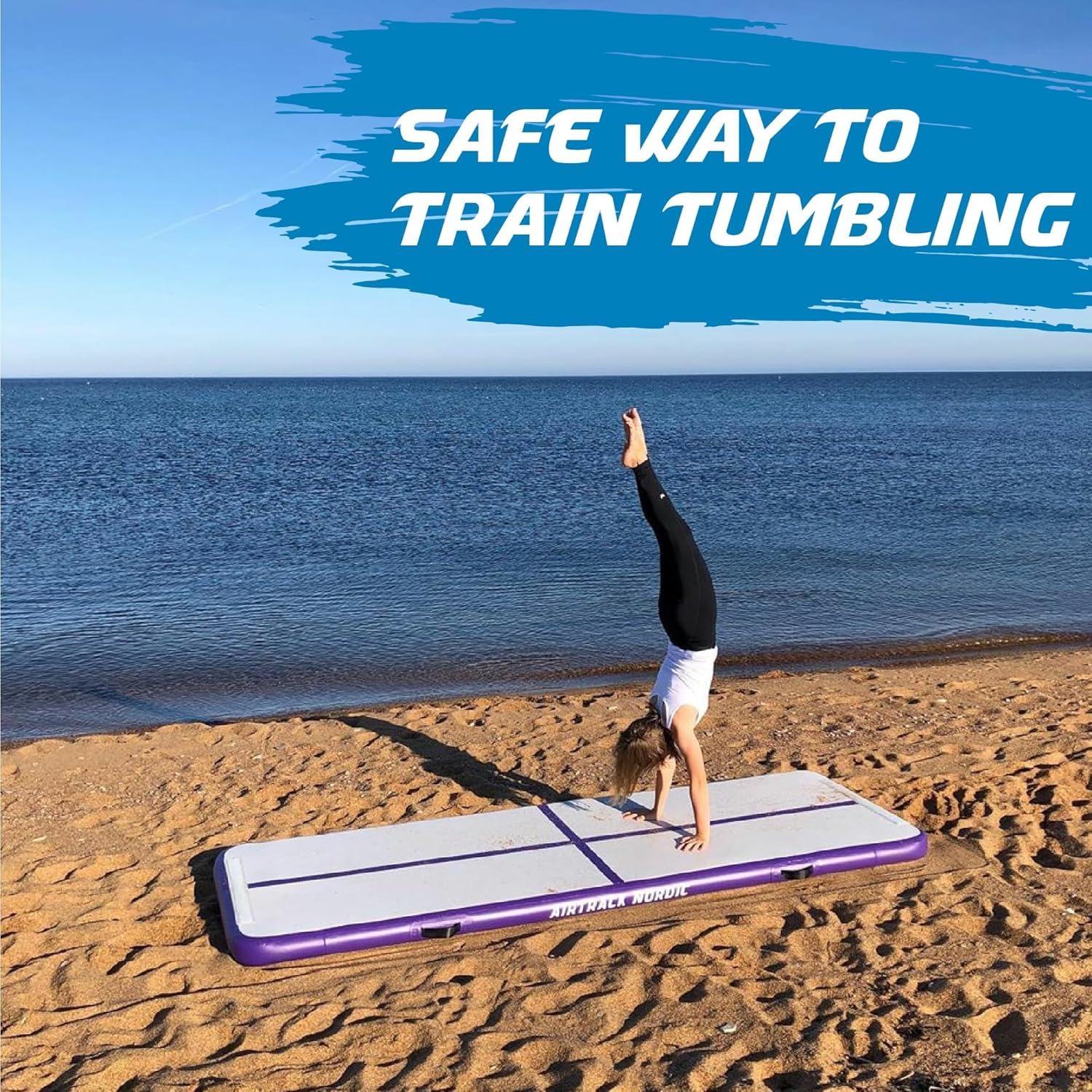AirTrack Nordic Standard Air Track Matte 3m/4m/5m/6m/7m/8m mit Luftpumpe, Turnmatte Aufblasbar für Gymnastik, Yoga - Langlebig & Einfach zu Transportieren, Air Tracking Gymnastikmatte fur Zuhause