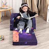 Vista 5 de Sofá para niños, sofá de espuma abatible 2 en 1, silla plegable suave para juegos, color morado oscuro