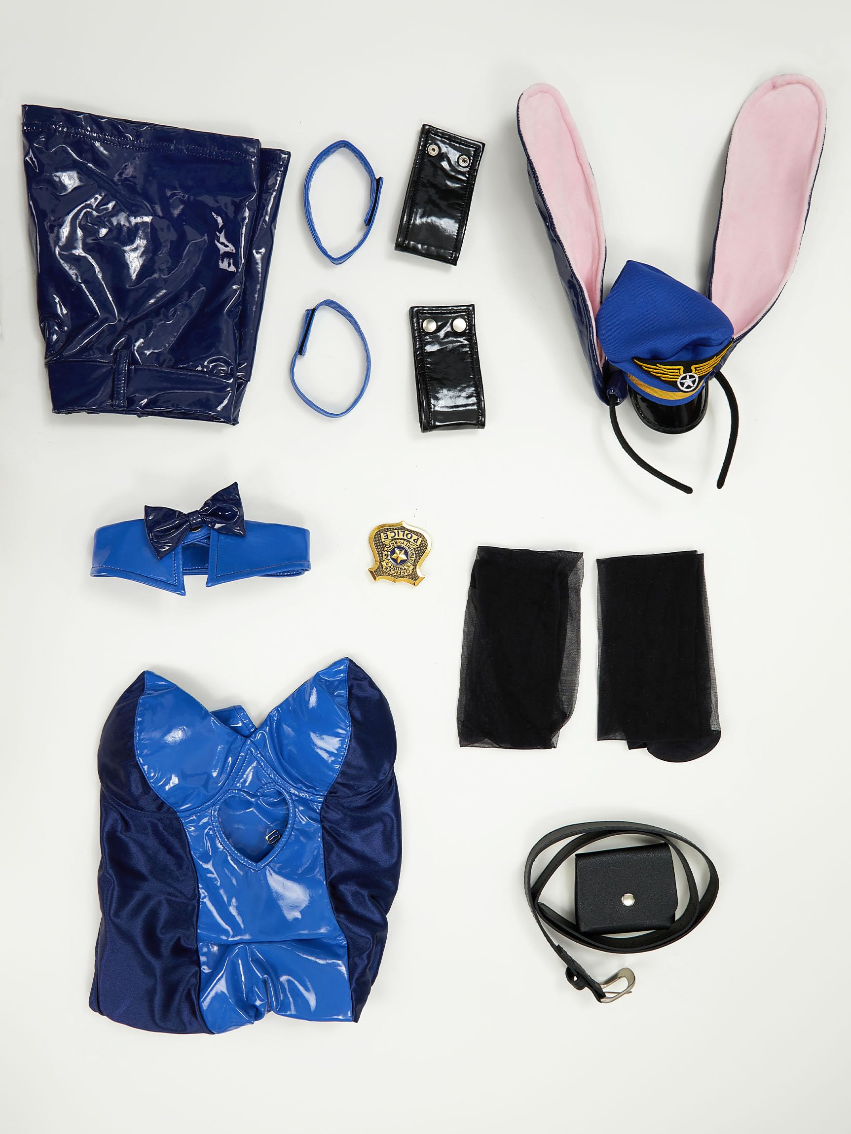 Mobbunny Women Cartoon Derivative Sexy Bunny Costume Halloween Bodycon Tube Top Romper and Skirt with Headband Stockings: Large Blue