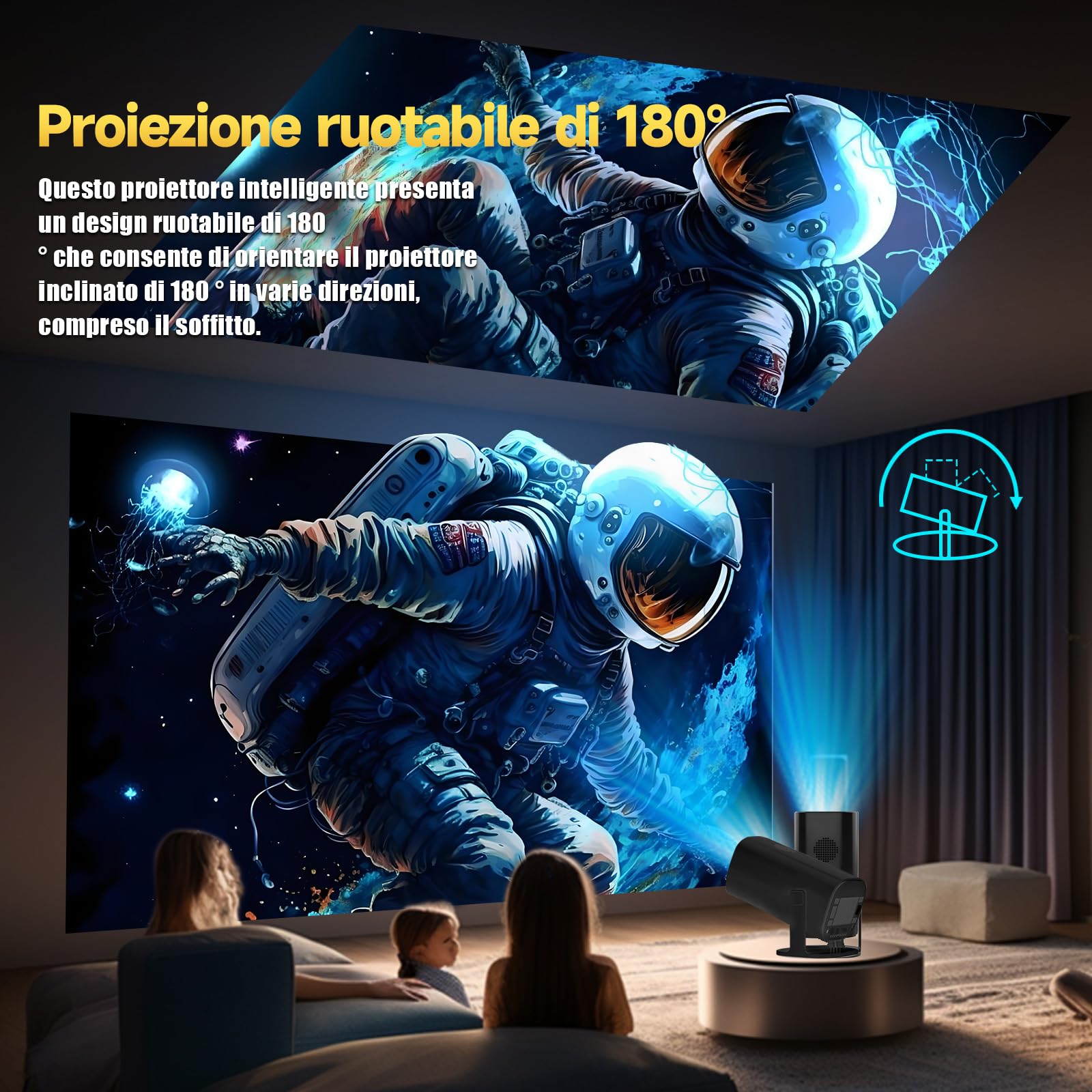 Console di gioco P30Ultra 4k, proiettore di videogiochi con 2 Controller Wireless, emulatori incorporati 36000+ Games 14, telecomando Bluetooth Voice, nero