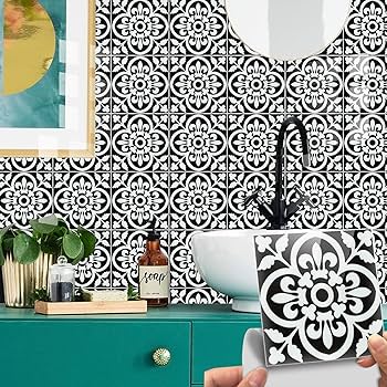 Amazon.com: Heimerdinger Black and White Tile Stickers