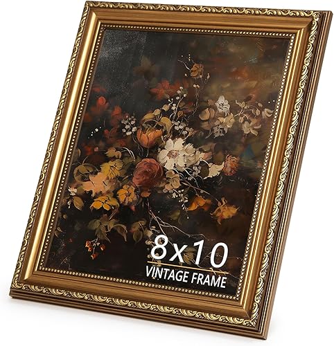 Miniatura 8 de Marco de fotos de 8 x 10 pulgadas, marco de fotos dorado bronce vintage para mesa y montaje en pared, marco de fotos antiguo de 8 x 10 pulgadas para