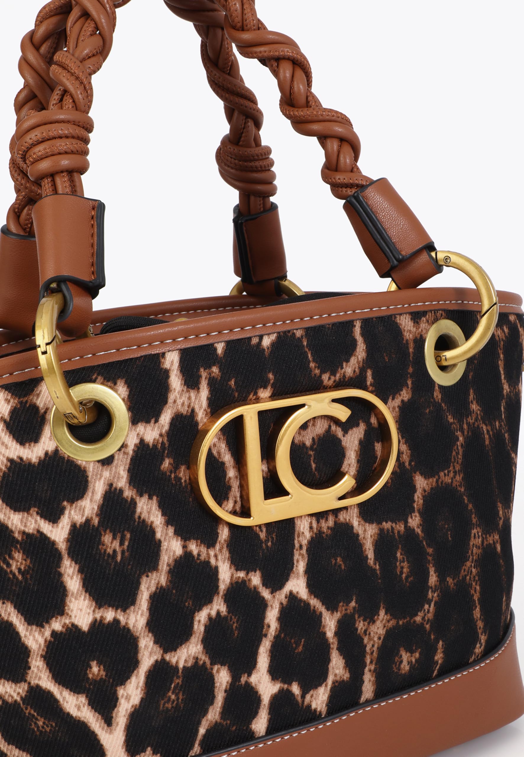 LOLA CASADEMUNT Mini capazo leopardo y efecto piel