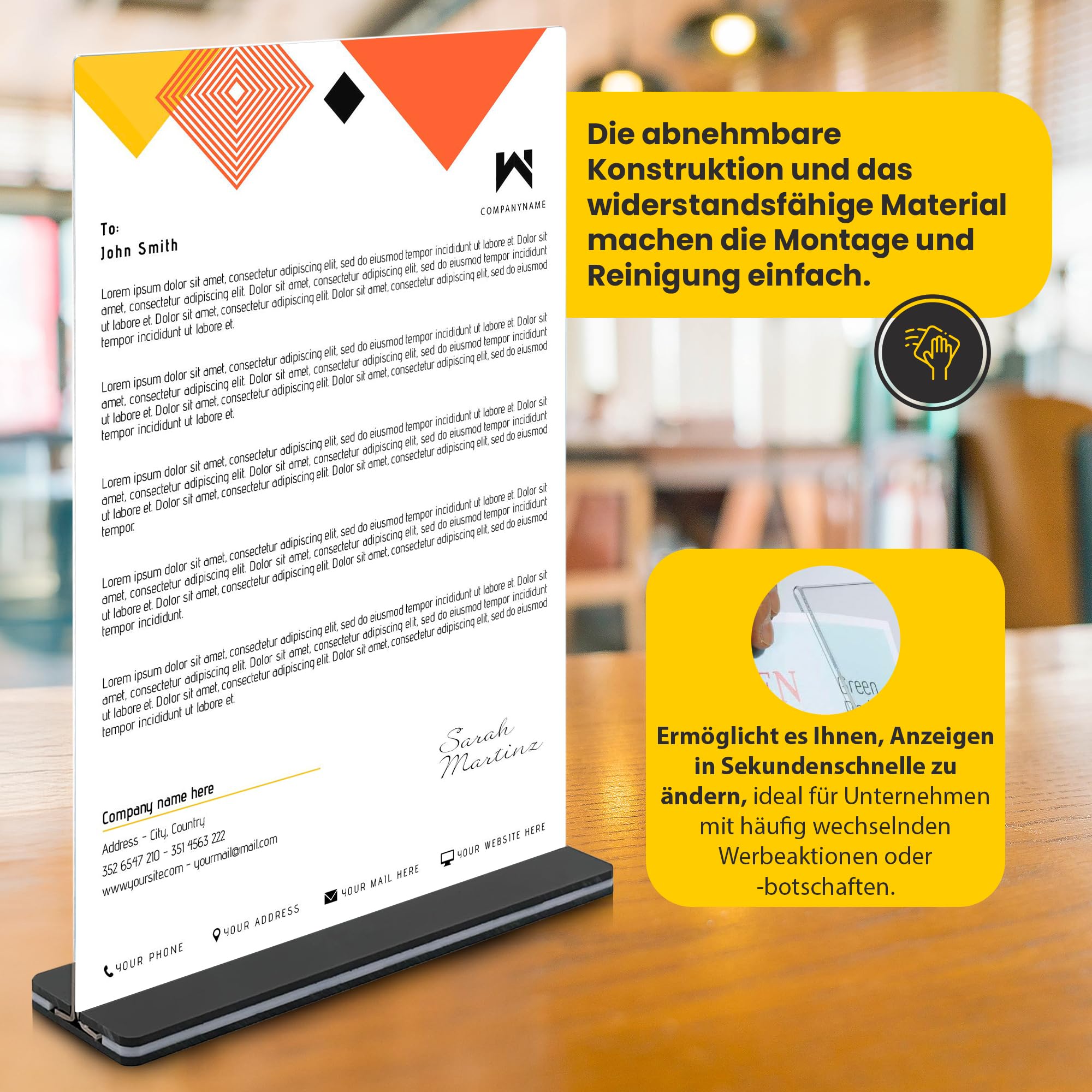 GOYAPRINT Präsentationsständer aus Plexiglas, A4, für Menüs und Werbung, transparent, für Plakate und Broschüren, Menühalter für Restaurants, Büros, Hotels und Veranstaltungen (10, A4)