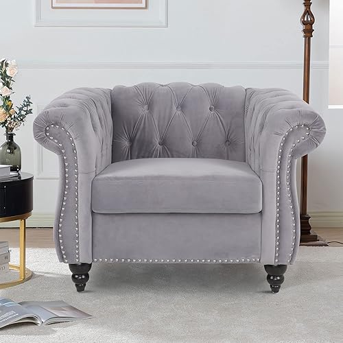 Miniatura 16 de Sofá Chesterfield de terciopelo, sofá tapizado clásico capitoné, moderno de 3 plazas, muebles largos con respaldo copetudo para sala de estar y