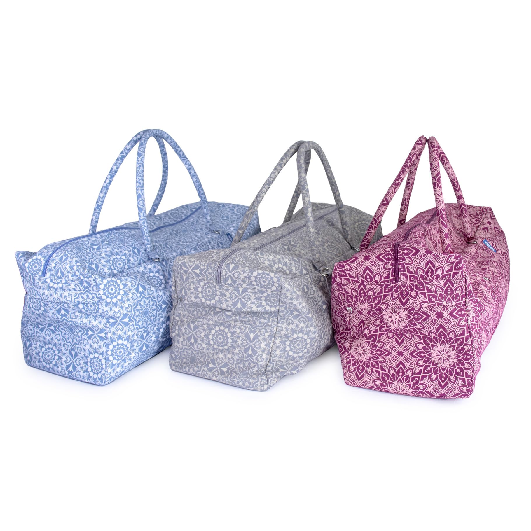 Yoga-Mad Mandala-Yoga- und Pilates-Tasche mit durchgehendem Reißverschluss, passend für die meisten flexiblen Matten, Yoga-Blöcke, Nackenrollen und Kleidung, Burgunderrot, Grau oder Blau.