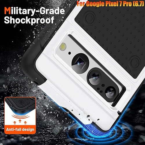 Miniatura 3 de Funda resistente para Google Pixel 7 Pro de 6.7 pulgadas, 4 esquinas con bolsas de aire protección contra caídas de 12 pies, agarre texturizado