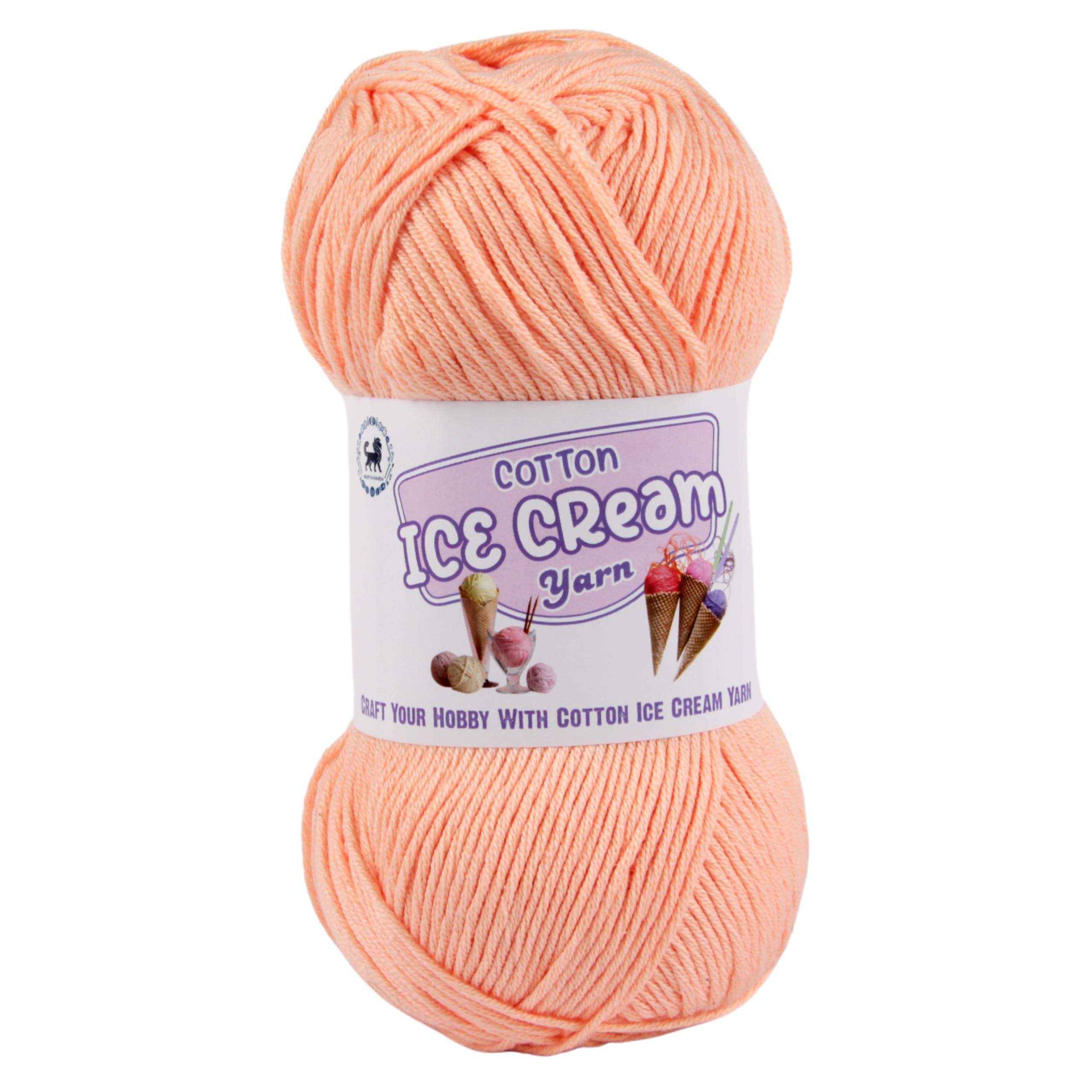 NESTNHAVEN Cotton Ice Cream Yarn - (100g, 250m)- Luxury Yarn for Amigurumi, Embroidery, Toys, Garments, Flowers and Hobby Projects (Light Peach)