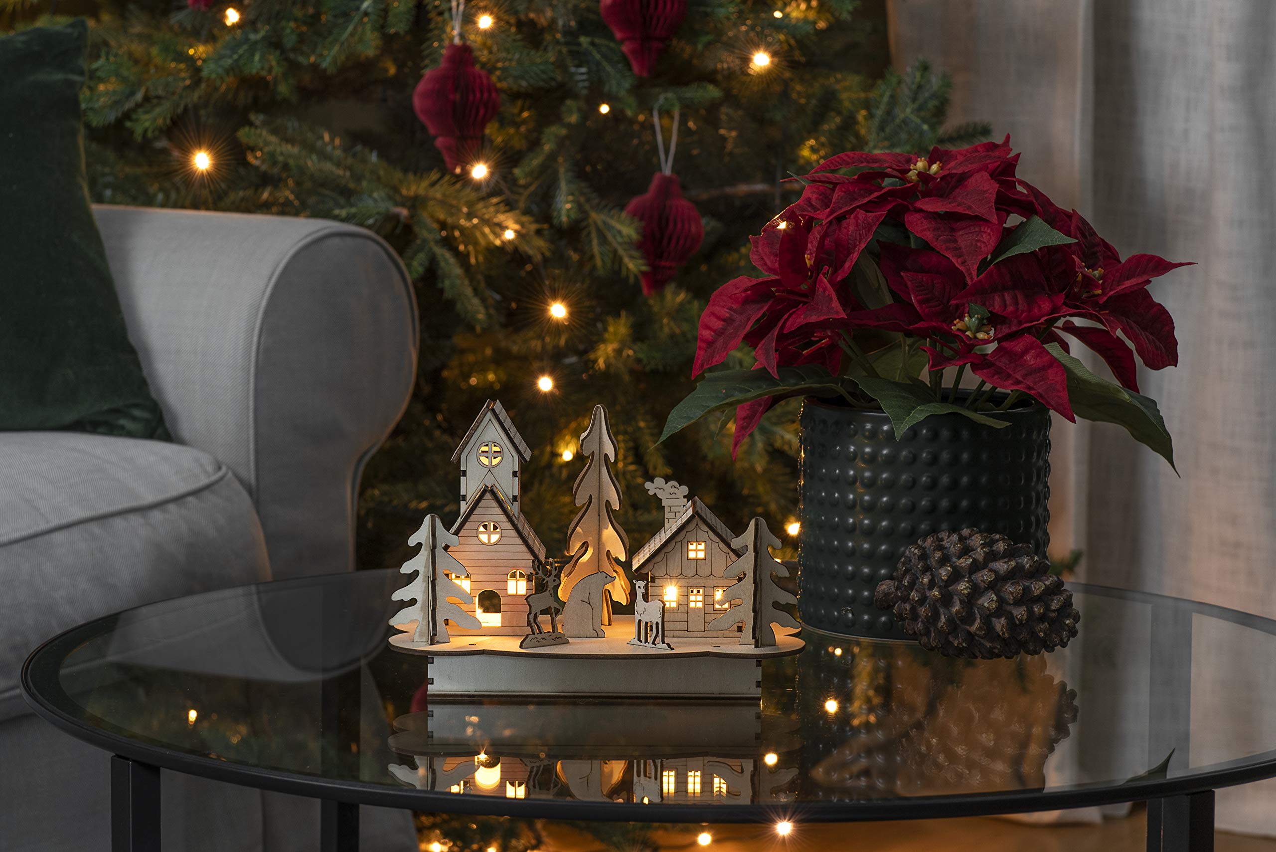 Konstsmide Statuette En Bois à LED Couleur Naturelle Avec