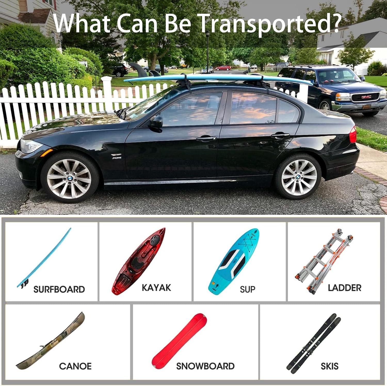 Premium 'No Scratch' Silicon Tie Down Cam Straps for Surfboards, Kayaks, SUP Paddleboards, Canoes, Snowboards 9/12/15 Ft (Pair)