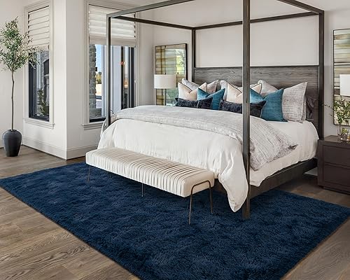 Miniatura 3 de Softlife - Alfombra de área para sala de estar de 4 x 5.3 pies, peluda, suave y mullida, de peluche largo, para habitación de los niños, guardería,