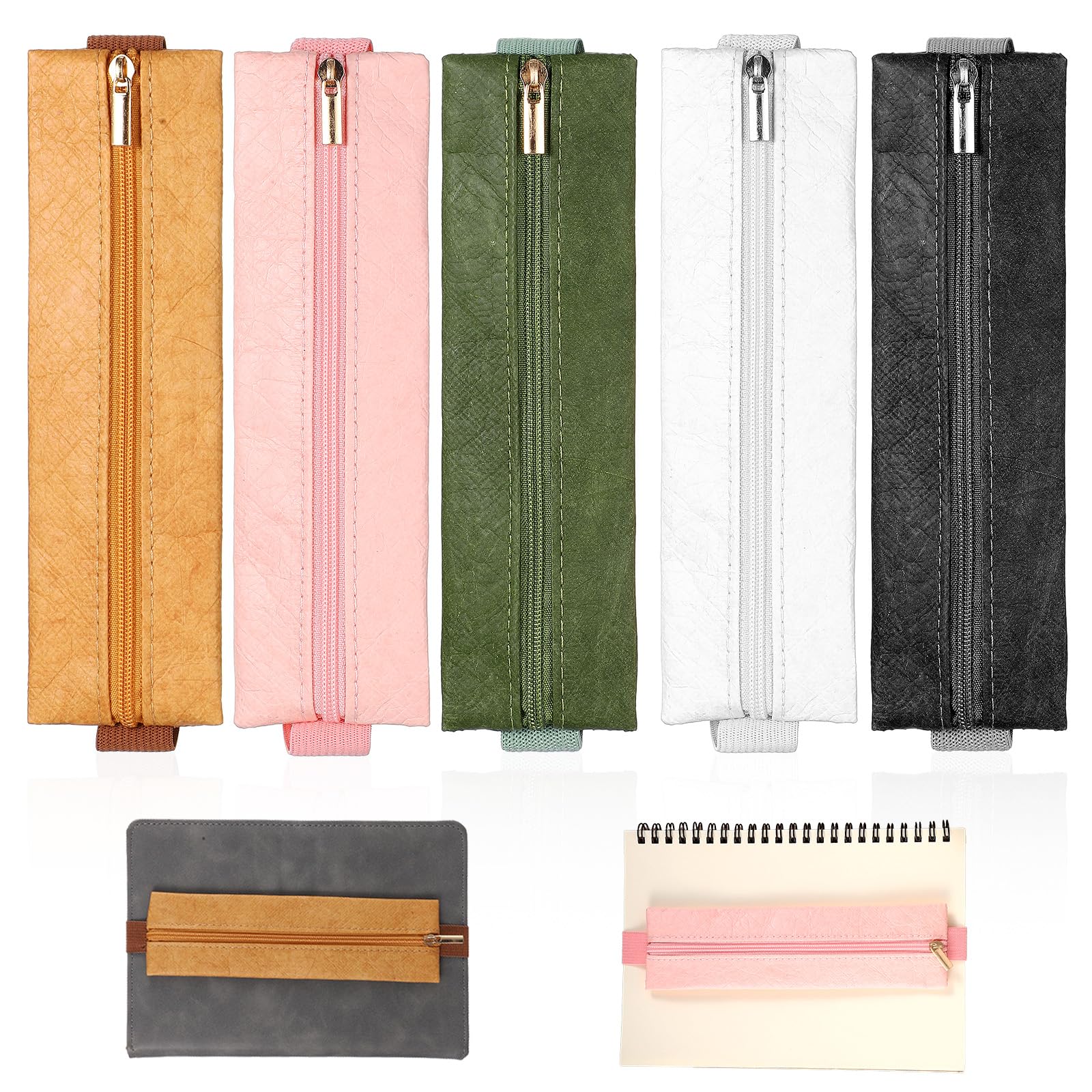 EupHHonycs 5Pcs Elastic Pen Holder for Notebook 5 Colors Adjustable Pen Holder Pens Sleeve Pouch Elastic Notebook Band Holders Journal Pencil Holders for Notebooks Planners Binders and Books