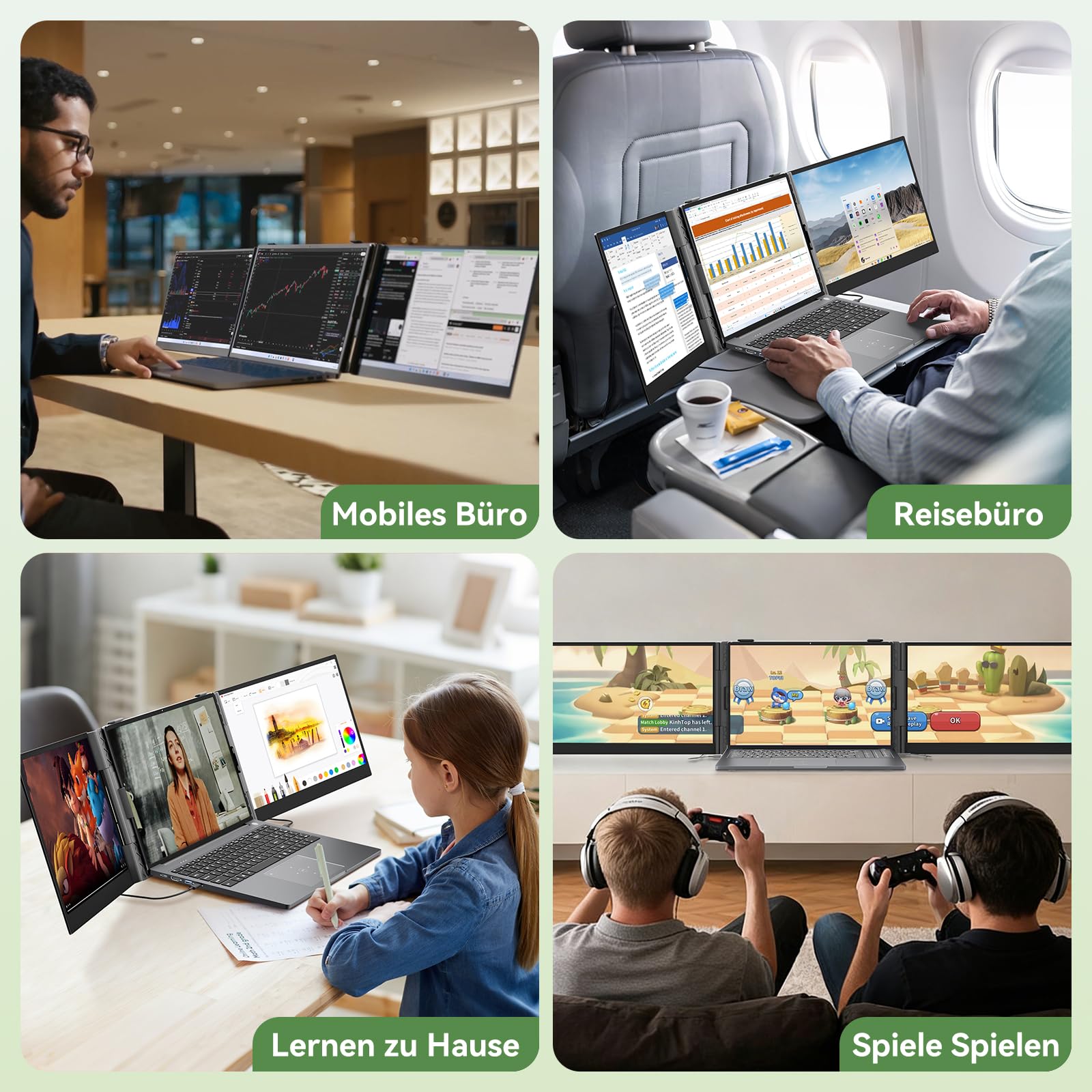 Blackview Laptop Monitor Erweiterung 15,6", 16;10 100% sRGB 1200P FHD, Niedriges Blaulicht Portabler Monitor Arbeit mit 14" -17,3" Laptops Kompatibel mit Windows/Mac/Android/ PS5(1Kg)